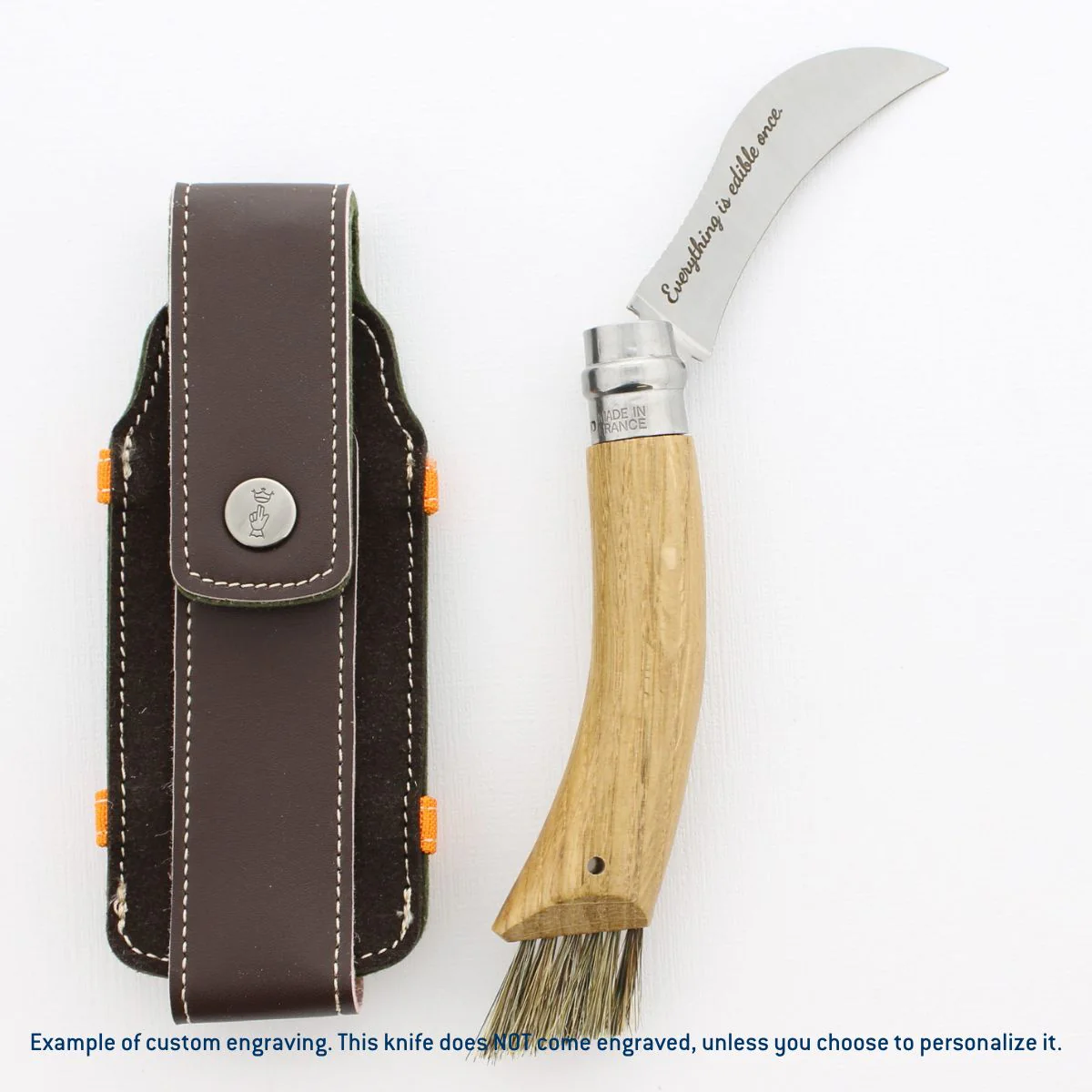 No.08 Mushroom Knife Oak Wood Handle Brush and Sheath - Image 3