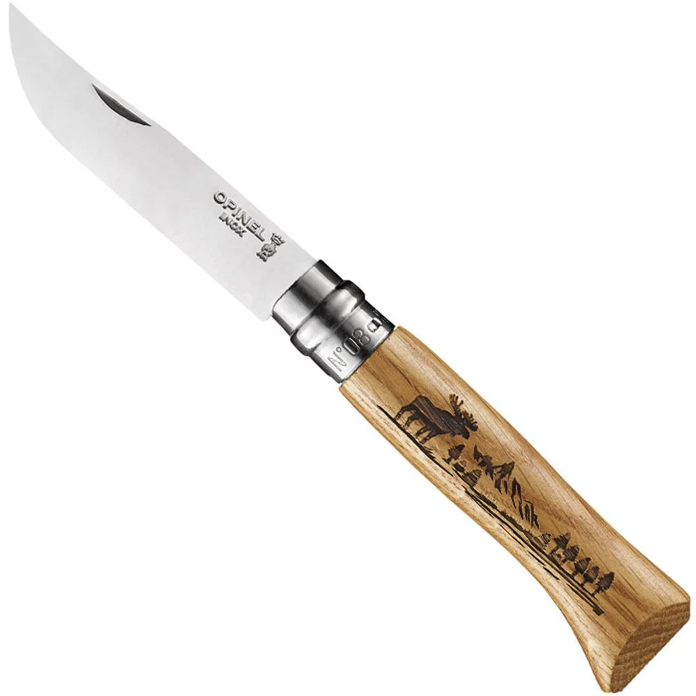 No.08 Oak Engraved Handle Folding Knife - Animalia - Image 10
