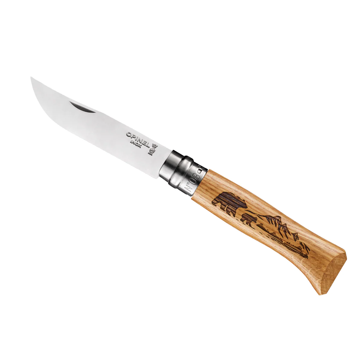No.08 Oak Engraved Handle Folding Knife - Animalia - Image 11