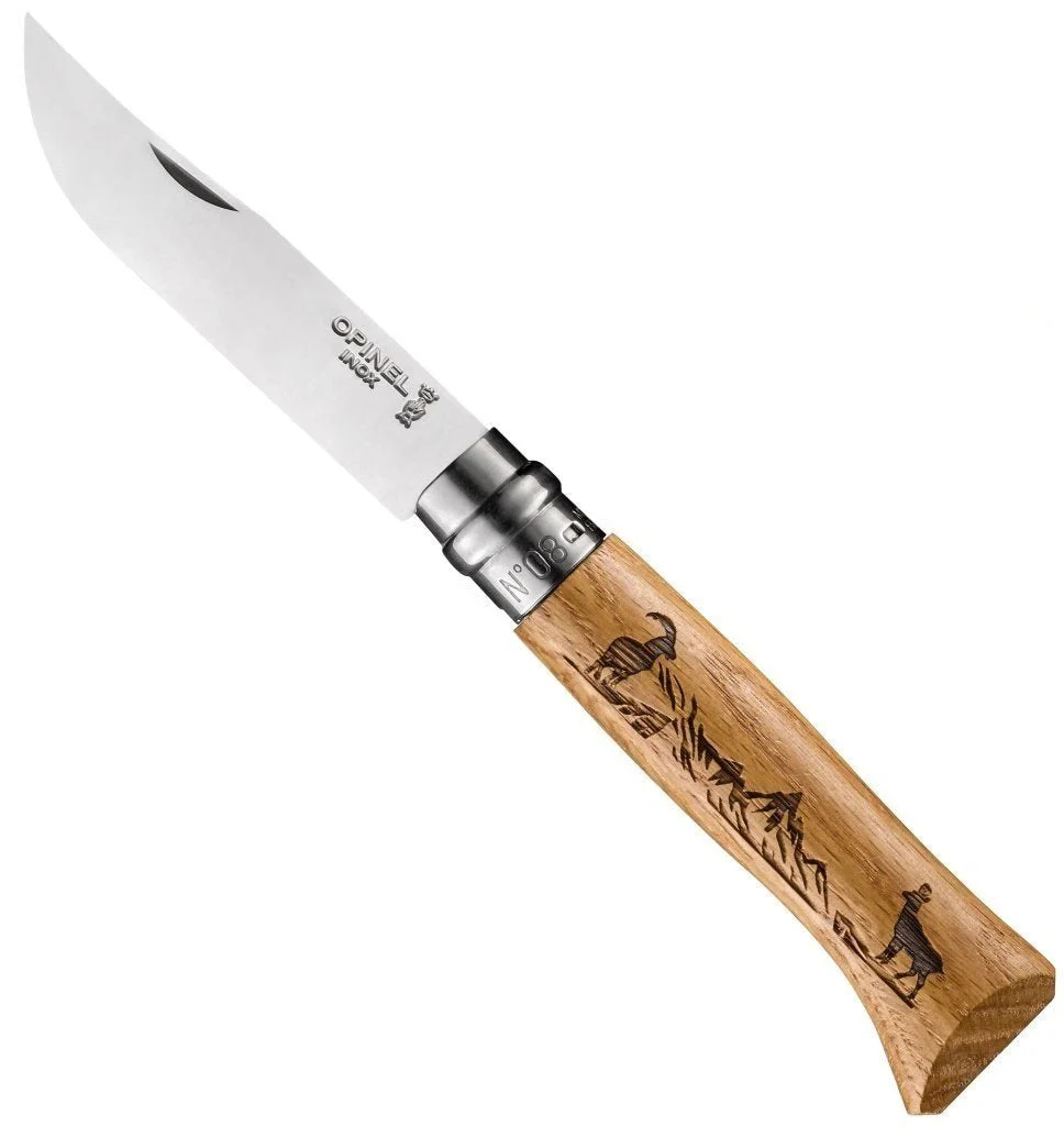 No.08 Oak Engraved Handle Folding Knife - Animalia - Image 5