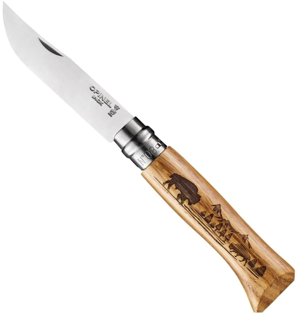 No.08 Oak Engraved Handle Folding Knife - Animalia - Image 9